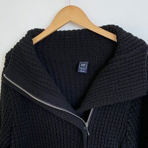 Size XXL Gap Black Chunky Knit Zip-Up Sweater